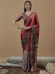 Women's Crepe Printed Designer Saree With Blouse Piece