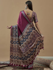 Women's Crepe Printed Designer Saree With Blouse Piece