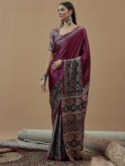 Women's Crepe Printed Designer Saree With Blouse Piece