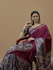 Women's Crepe Printed Designer Saree With Blouse Piece