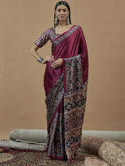 Women's Crepe Printed Designer Saree With Blouse Piece
