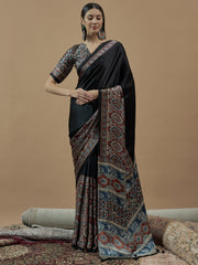 Women's Crepe Printed Designer Saree With Blouse Piece