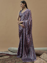 Women's Crepe Printed Designer Saree With Blouse Piece