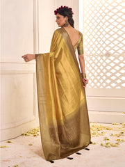 Women's Tussar Silk Gold Woven Design Designer Saree With Blouse Piece