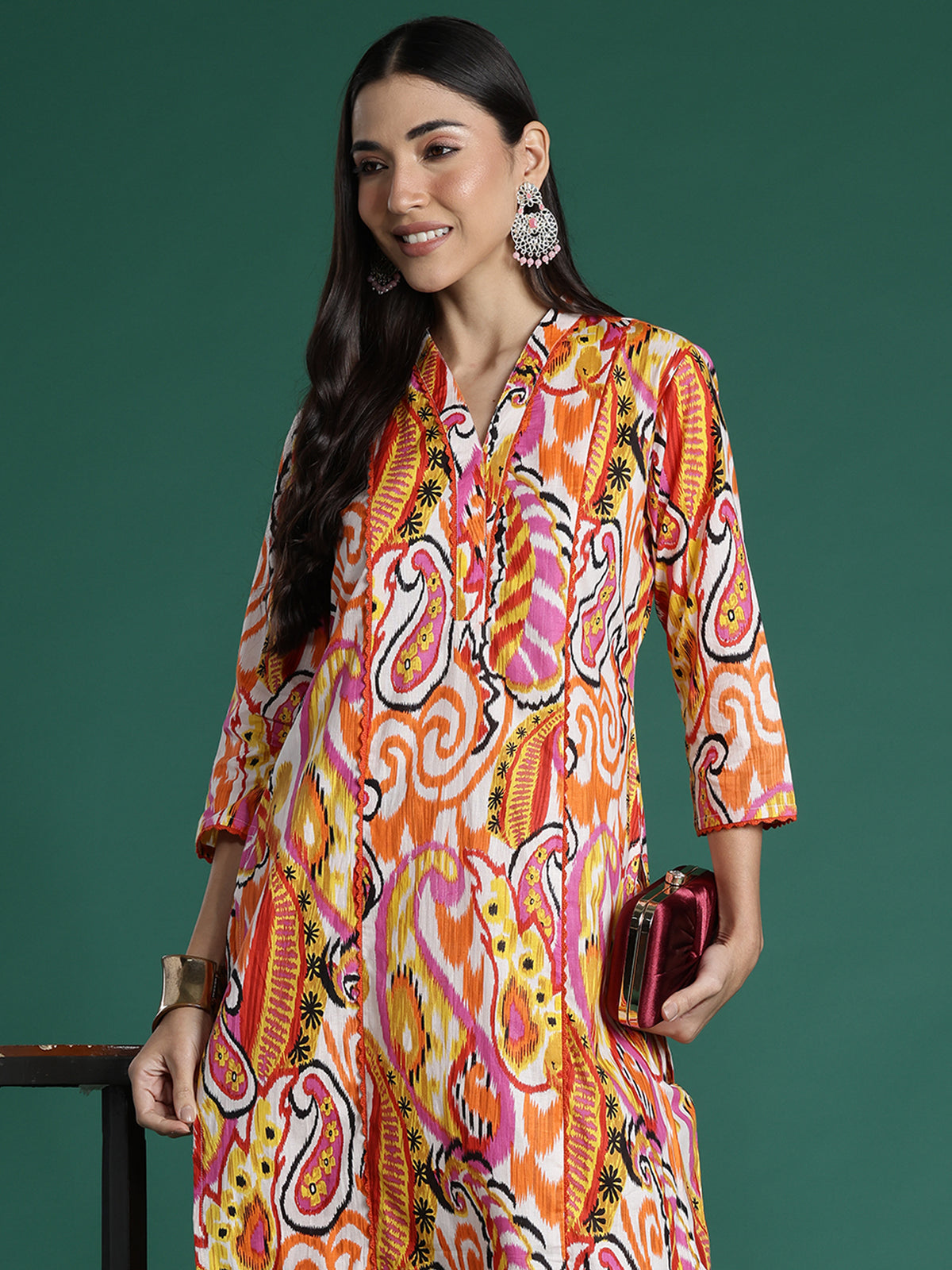 Multi Printed Straight Kurta Trousers set