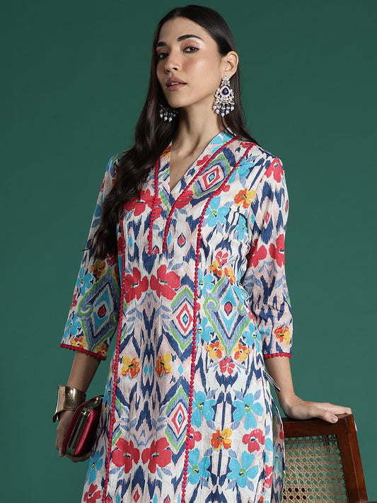Indo Era - Multi Printed Straight Kurta Trousers set