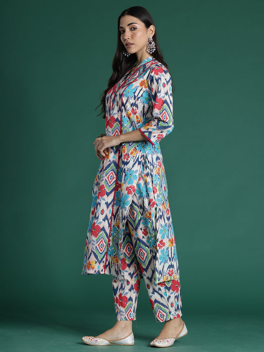 Indo Era - Multi Printed Straight Kurta Trousers set