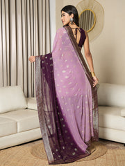 Women's Georgette Mauve Printed Ready to Wear With Blouse Piece