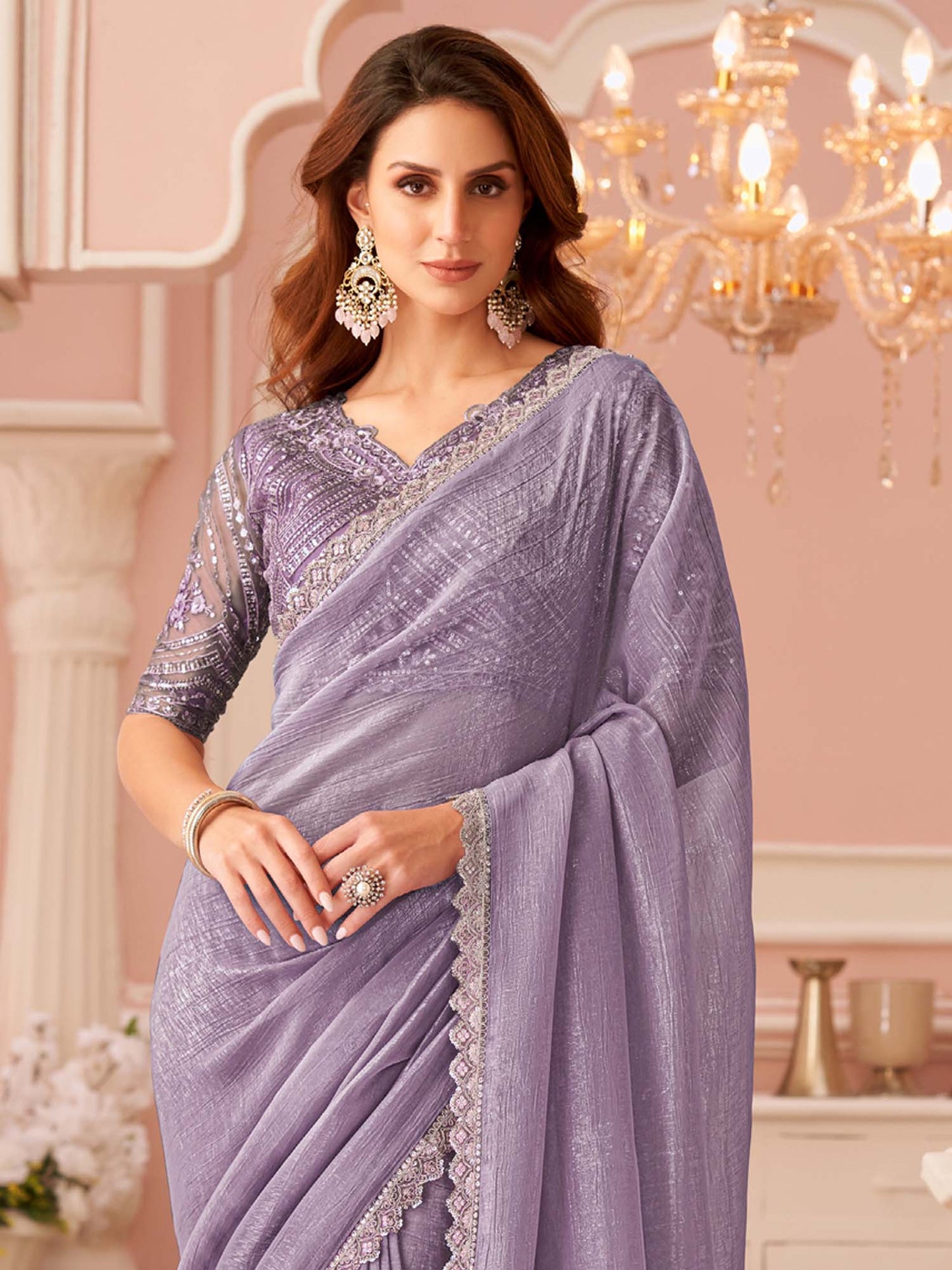 Women's Georgette Printed Designer Saree With Blouse Piece