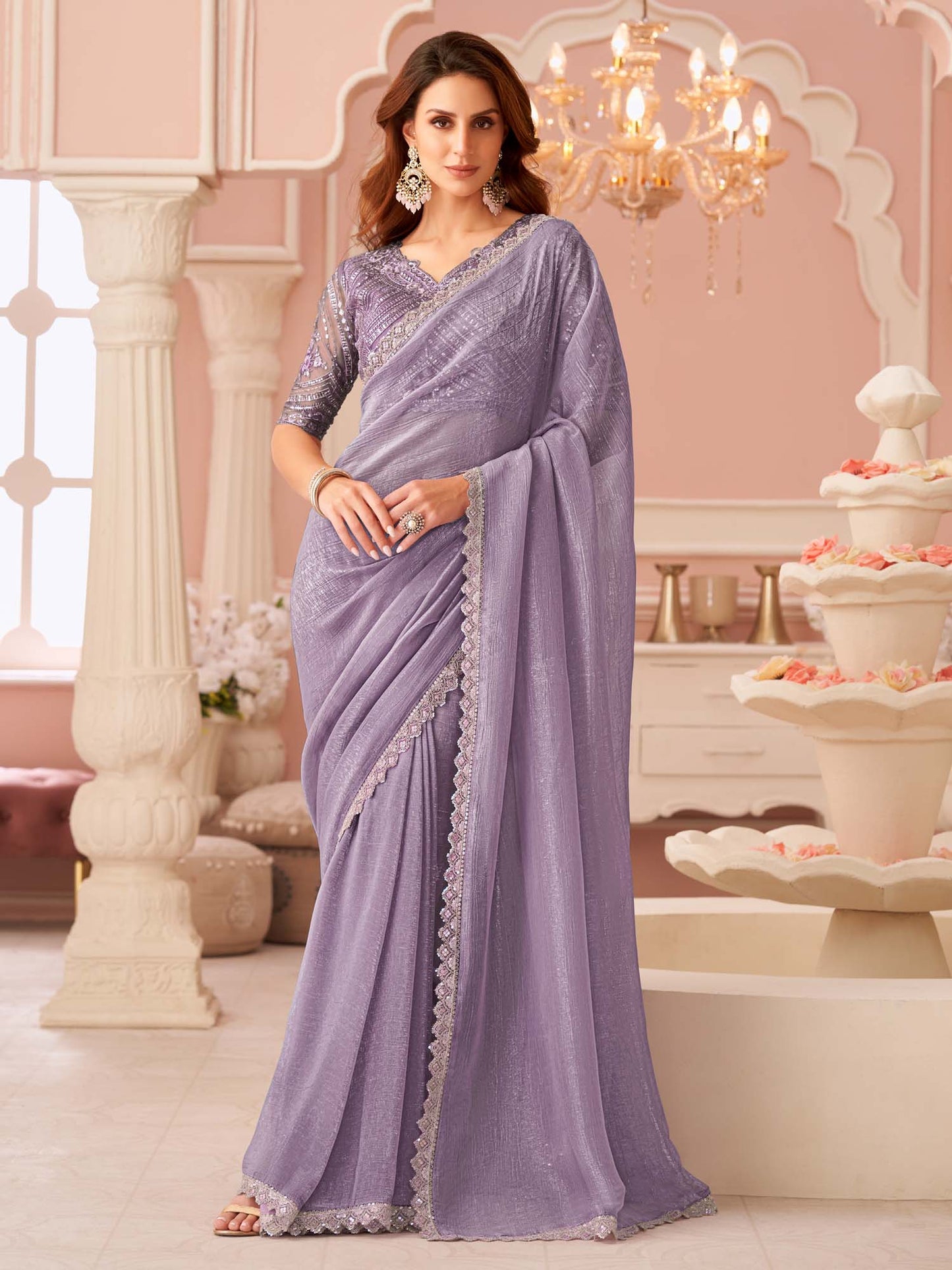 Women's Georgette Printed Designer Saree With Blouse Piece