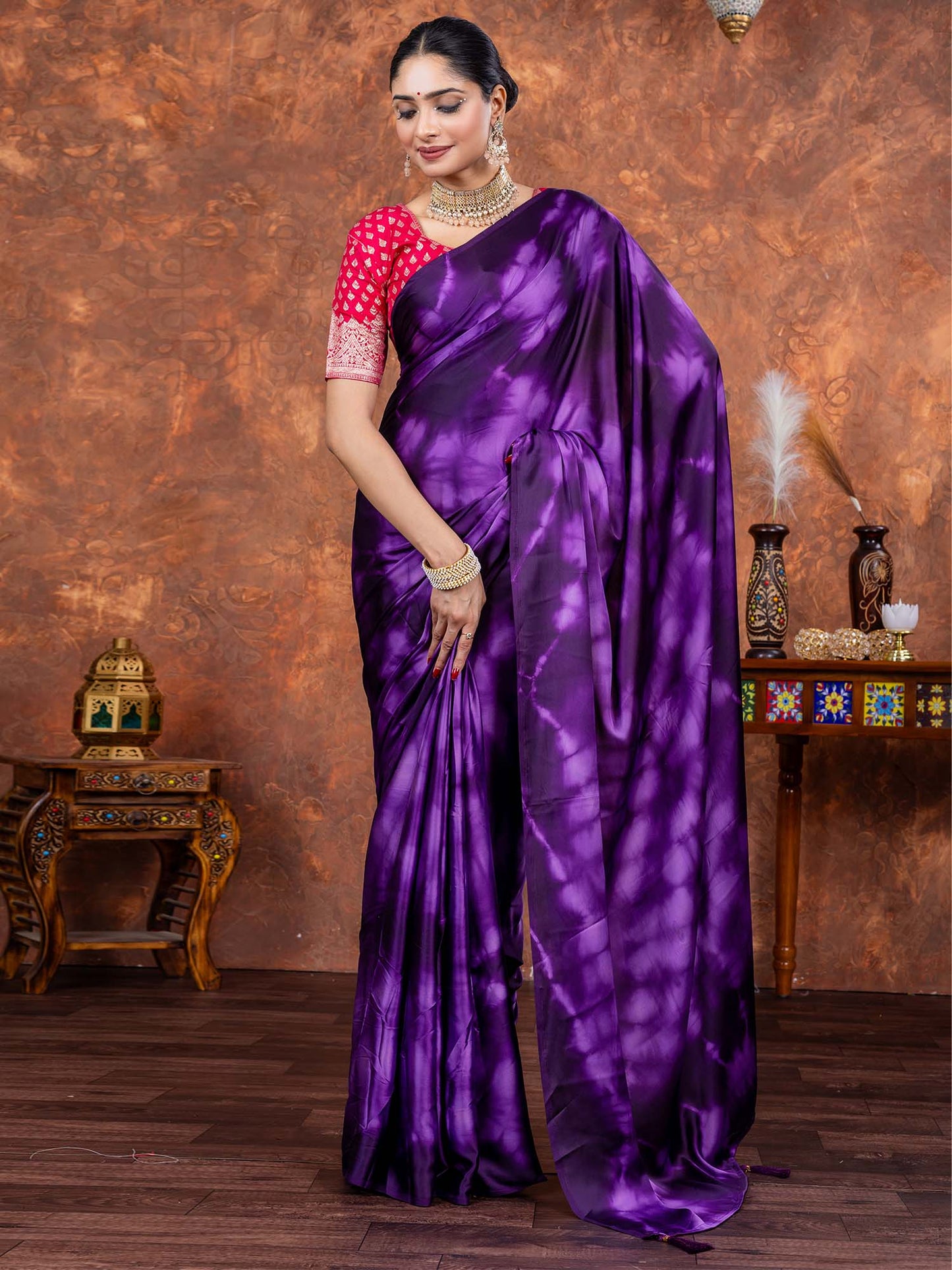 Women's Satin Silk Light Green Printed Designer Saree With Blouse Piece