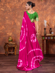 Women's Satin Silk Pink Printed Designer Saree With Blouse Piece