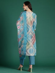 Indo Era Multi Embroidered Straight Kurta Trousers With Dupatta Set