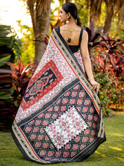 Women's Bhagalpuri Silk Beige Printed Designer Saree With Blouse Piece