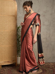 Women's Pure Crepe Maroon Printed Designer Saree With Blouse Piece