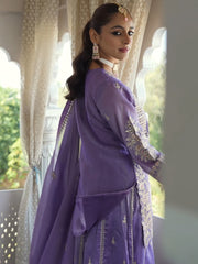 Lavender Embroidered Straight Kurta Palazzos With Dupatta Set