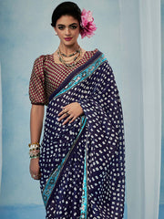 Women's Satin Silk Printed Designer Saree With Blouse Piece