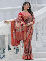 Women's Viscose Silk Woven Design Designer Saree With Blouse Piece