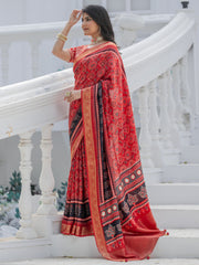 Women's Viscose Silk Woven Design Designer Saree With Blouse Piece