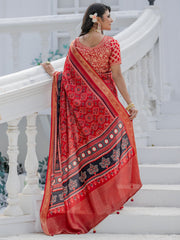 Women's Viscose Silk Woven Design Designer Saree With Blouse Piece