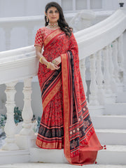 Women's Viscose Silk Woven Design Designer Saree With Blouse Piece