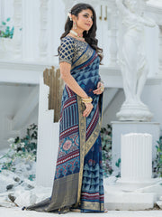 Women's Viscose Silk Woven Design Designer Saree With Blouse Piece