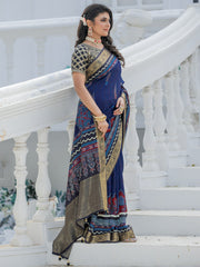 Women's Viscose Silk Woven Design Designer Saree With Blouse Piece
