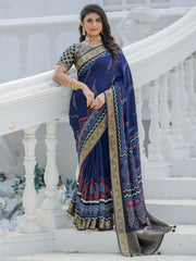 Women's Viscose Silk Woven Design Designer Saree With Blouse Piece