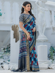 Women's Viscose Silk Woven Design Designer Saree With Blouse Piece