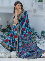 Women's Viscose Silk Woven Design Designer Saree With Blouse Piece