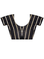 Women's Vichitra Silk Black Embellished Designer Saree With Blouse Piece