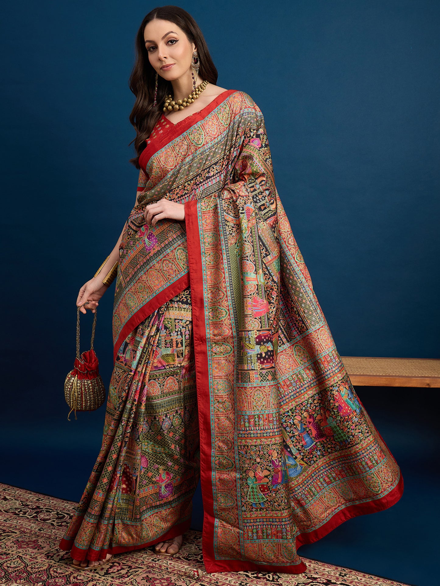 Women's Dola Silk Black Woven Design Designer Saree With Blouse Piece