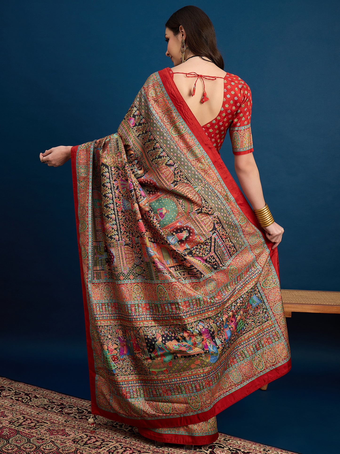 Women's Dola Silk Black Woven Design Designer Saree With Blouse Piece