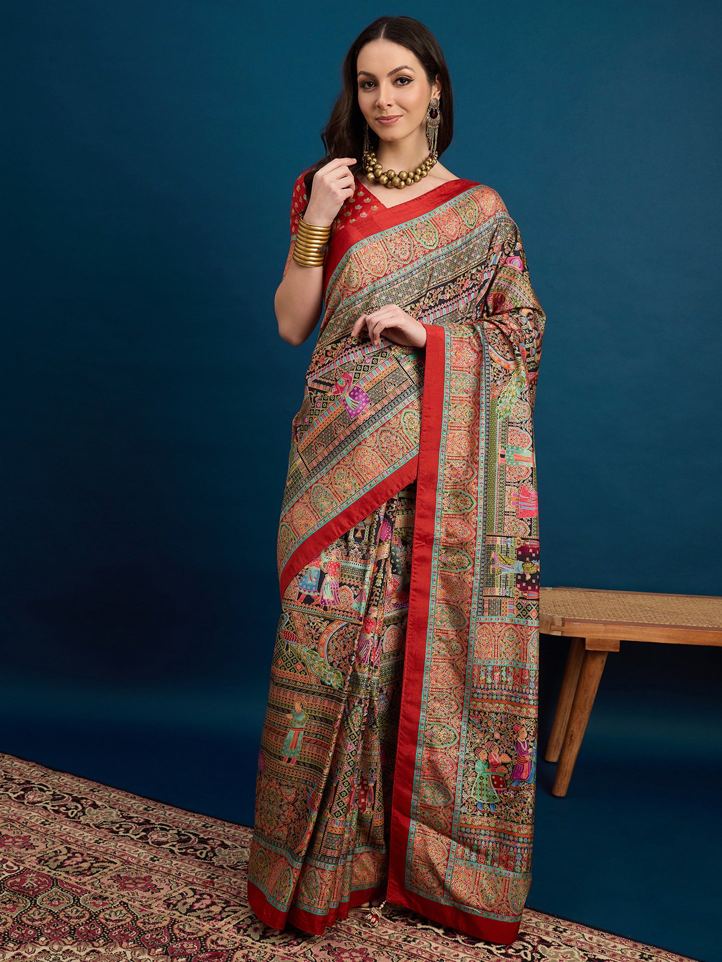 Women's Dola Silk Black Woven Design Designer Saree With Blouse Piece