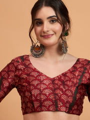Women's Pure Crepe Printed Designer Saree With Blouse Piece