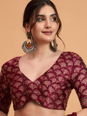 Women's Pure Crepe Printed Designer Saree With Blouse Piece