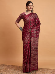 Women's Pure Crepe Printed Designer Saree With Blouse Piece