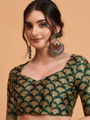 Women's Pure Crepe Printed Designer Saree With Blouse Piece