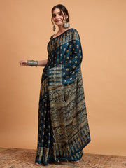 Women's Pure Crepe Printed Designer Saree With Blouse Piece