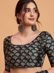 Women's Pure Crepe Printed Designer Saree With Blouse Piece