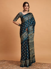 Women's Pure Crepe Printed Designer Saree With Blouse Piece