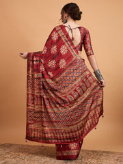 Women's Pure Crepe Printed Designer Saree With Blouse Piece