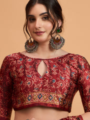 Women's Pure Crepe Printed Designer Saree With Blouse Piece