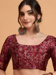 Women's Pure Crepe Printed Designer Saree With Blouse Piece