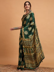 Women's Pure Crepe Printed Designer Saree With Blouse Piece
