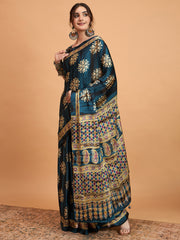 Women's Pure Crepe Printed Designer Saree With Blouse Piece