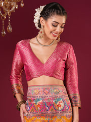 Women's Viscose Silk Mustard Woven Design Designer Saree With Blouse Piece