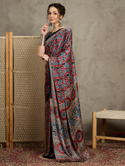 Women's Pure Crepe Printed Designer Saree With Blouse Piece