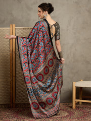 Women's Pure Crepe Printed Designer Saree With Blouse Piece