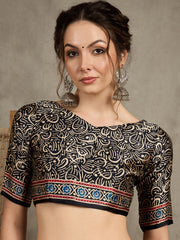 Women's Pure Crepe Printed Designer Saree With Blouse Piece